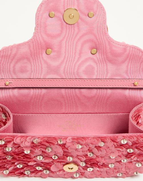 Valentino Garavani - Valentino Garavani Locò Small Embroidered Shoulder Bag - Pink - Woman - Shoulder Bags